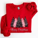 XXL Red Merry Christmas Trees Winter Snow Santa Xmas Festive Holiday Family Cozy Scene Sweatshirt