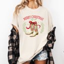 XXXL Ivory Cream Merry Christmas Y'all Cowboy Boots Ribbon Country Western Snow Xmas Comfort Colors Tee