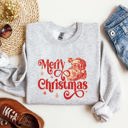 XXXL Ash Light Gray Merry Christmas Classic Retro Santa Holiday Season Graphic Vintage Style Sweatshirt