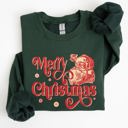 XXL Forest Green Merry Christmas Classic Retro Santa Holiday Season Graphic Vintage Style Sweatshirt