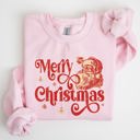 XL Light Pink Merry Christmas Classic Retro Santa Holiday Season Graphic Vintage Style Sweatshirt
