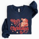 XL Navy Merry Christmas Classic Retro Santa Holiday Season Graphic Vintage Style Sweatshirt