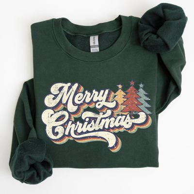 Merry Christmas Colorful Retro Santa Claus Graphic Holiday Season Celebration Edition Sweatshirt