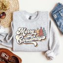 XL Ash Light Gray Merry Christmas Colorful Retro Santa Claus Graphic Holiday Season Celebration Edition Sweatshirt
