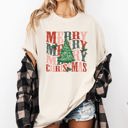 XXXL Ivory Cream Merry Christmas Retro Tree Holly Santa Winter Xmas Festive Scene Comfort Colors Tee