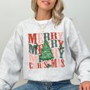 XXXL Ash Light Gray Merry Christmas Retro Tree Holly Santa Winter Xmas Cozy Vintage Holiday Graphic Sweatshirt