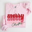 XXL Light Pink Merry Christmas Retro Santa Xmas Winter Festive Holiday Cheer Cozy Classic Seasonal Sweatshirt