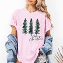 Small Blossom Light Pink Merry Christmas Sketched Pine Trees Minimalist Winter Snow Scene Comfort Colors Tee