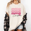 XL Ivory Cream Merry Merry Merry Christmas Retro Santa Winter Xmas Holiday Edition Comfort Colors Tee