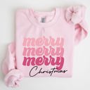  Merry Merry Merry Christmas Retro Santa Winter Xmas Nostalgic Holiday Cheer Vintage Style Festive Graphic Sweatshirt