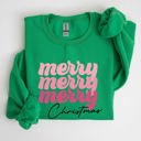 Medium Irish Bright Green Merry Merry Merry Christmas Retro Santa Winter Xmas Nostalgic Holiday Cheer Vintage Style Festive Graphic Sweatshirt