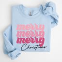 Small Light Blue Merry Merry Merry Christmas Retro Santa Winter Xmas Nostalgic Holiday Cheer Vintage Style Festive Graphic Sweatshirt