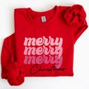 XL Red Merry Merry Merry Christmas Retro Santa Winter Xmas Nostalgic Holiday Cheer Vintage Style Festive Graphic Sweatshirt