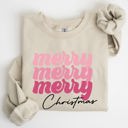 XXL Sand Merry Merry Merry Christmas Retro Santa Winter Xmas Nostalgic Holiday Cheer Vintage Style Festive Graphic Sweatshirt