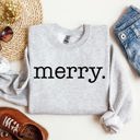 XL Ash Light Gray Merry Classic Minimalist Christmas Winter Snow Santa Xmas Seasonal Edition Sweatshirt