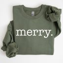 Large Military Green Merry Classic Minimalist Christmas Winter Snow Santa Xmas Seasonal Edition Sweatshirt