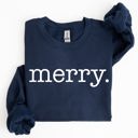 Small Navy Merry Classic Minimalist Christmas Winter Snow Santa Xmas Seasonal Edition Sweatshirt