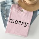 Large Blossom Light Pink Merry, Classic Minimalist, Christmas, Winter, Snow, Santa, Xmas Comfort Colors Tee