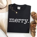 XL Black Merry, Classic Minimalist, Christmas, Winter, Snow, Santa, Xmas Comfort Colors Tee