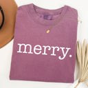 Large Berry Red Merry, Classic Minimalist, Christmas, Winter, Snow, Santa, Xmas Comfort Colors Tee