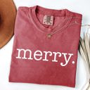 Large Crimson Red Merry, Classic Minimalist, Christmas, Winter, Snow, Santa, Xmas Comfort Colors Tee