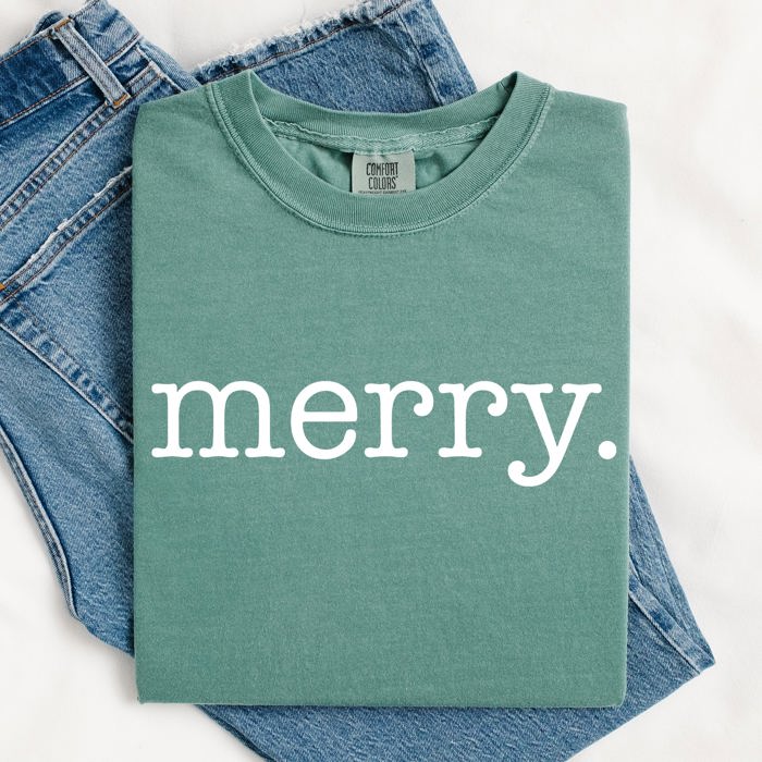 Merry, Classic Minimalist, Christmas, Winter, Snow, Santa, Xmas Comfort Colors Tee