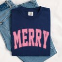 Merry Varsity Collegiate Christmas Santa Winter Xmas Vintage Style Heritage Collection Comfort Colors Tee