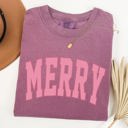 XL Berry Red Merry Varsity Collegiate Christmas Santa Winter Xmas Vintage Style Heritage Collection Comfort Colors Tee