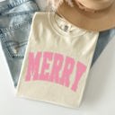 XXL Ivory Cream Merry Varsity Collegiate Christmas Santa Winter Xmas Vintage Style Heritage Collection Comfort Colors Tee