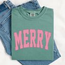 XL Light Green Merry Varsity Collegiate Christmas Santa Winter Xmas Vintage Style Heritage Collection Comfort Colors Tee