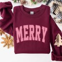  Merry Varsity Collegiate Christmas Santa Winter Xmas Holiday Seasonal Graphic Sweatshirt