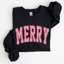 XXXL Black Merry Varsity Collegiate Christmas Santa Winter Xmas Holiday Seasonal Graphic Sweatshirt