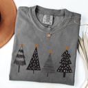 XL Pepper Dark Gray Minimalist Christmas Trees Winter Snow Santa Holiday Scene Nordic Winter Nights Cozy Atmosphere Comfort Colors Tee