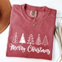 XL Crimson Red Minimalist Merry Christmas Trees Classic Retro Winter Santa Xmas Comfort Colors Tee