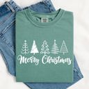 Small Light Green Minimalist Merry Christmas Trees Classic Retro Winter Santa Xmas Comfort Colors Tee