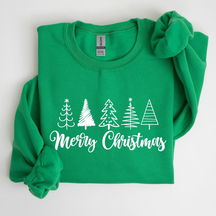 Minimalist Merry Christmas Trees Classic Retro Winter Santa Xmas Cozy Holiday Sweatshirt