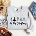 Large Ash Light Gray Minimalist Merry Christmas Trees Classic Retro Winter Santa Xmas Cozy Holiday Sweatshirt