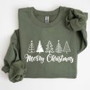 XXXL Military Green Minimalist Merry Christmas Trees Classic Retro Winter Santa Xmas Cozy Holiday Sweatshirt