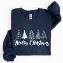 XXL Navy Minimalist Merry Christmas Trees Classic Retro Winter Santa Xmas Cozy Holiday Sweatshirt