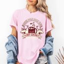 XL Blossom Light Pink North Pole Book Club Reading Christmas Santa Reindeer Winter Xmas Comfort Colors Tee