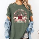 Medium Moss Dark Green North Pole Book Club Reading Christmas Santa Reindeer Winter Xmas Comfort Colors Tee