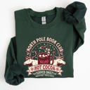 Small Forest Green North Pole Book Club Reading Christmas Santa Reindeer Winter Xmas Holiday Sweatshirt