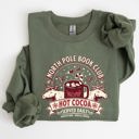 XXL Military Green North Pole Book Club Reading Christmas Santa Reindeer Winter Xmas Holiday Sweatshirt
