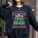 XL Black North Pole Christmas Tree Farm Winter Santa Snow Xmas Scene Artwork Cozy Holiday Landscape Sweatshirt