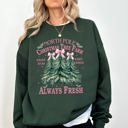 Large Forest Green North Pole Christmas Tree Farm Winter Santa Snow Xmas Scene Artwork Cozy Holiday Landscape Sweatshirt