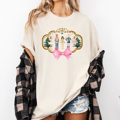 Nutcracker Christmas Ballet Sugar Plum Fairy Noel Santa Winter Ballerina Xmas Bow Comfort Colors Tee