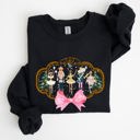 Large Black Nutcracker Christmas Bow Sugar Plum Fairy Noel Santa Winter Ballerina Xmas Ballet Sweatshirt