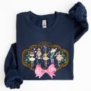 Medium Navy Nutcracker Christmas Bow Sugar Plum Fairy Noel Santa Winter Ballerina Xmas Ballet Sweatshirt