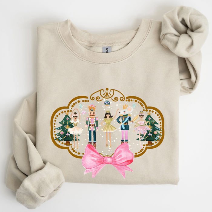 Nutcracker Christmas Bow Sugar Plum Fairy Noel Santa Winter Ballerina Xmas Ballet Sweatshirt