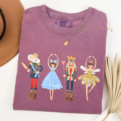 Nutcracker Christmas Sugar Plum Fairy Noel Santa Winter Ballerina Xmas Ballet Comfort Colors Tee